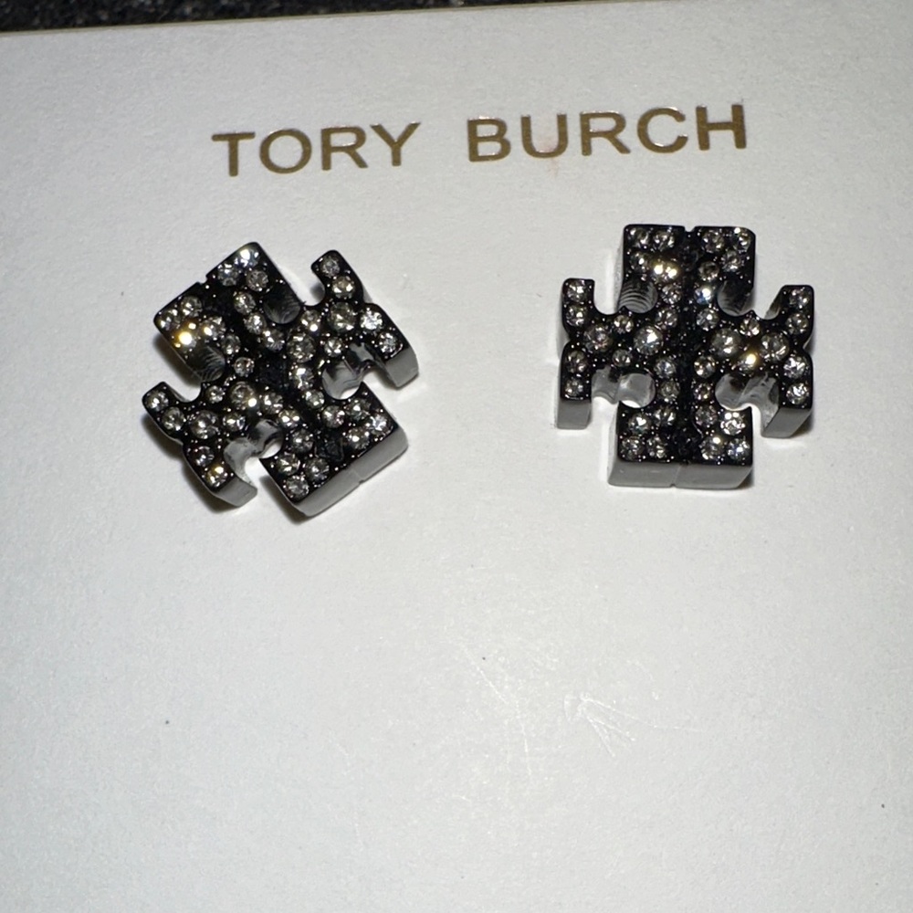 Tory Burch Black and Silver Stud Earrings - Picture 6 of 10